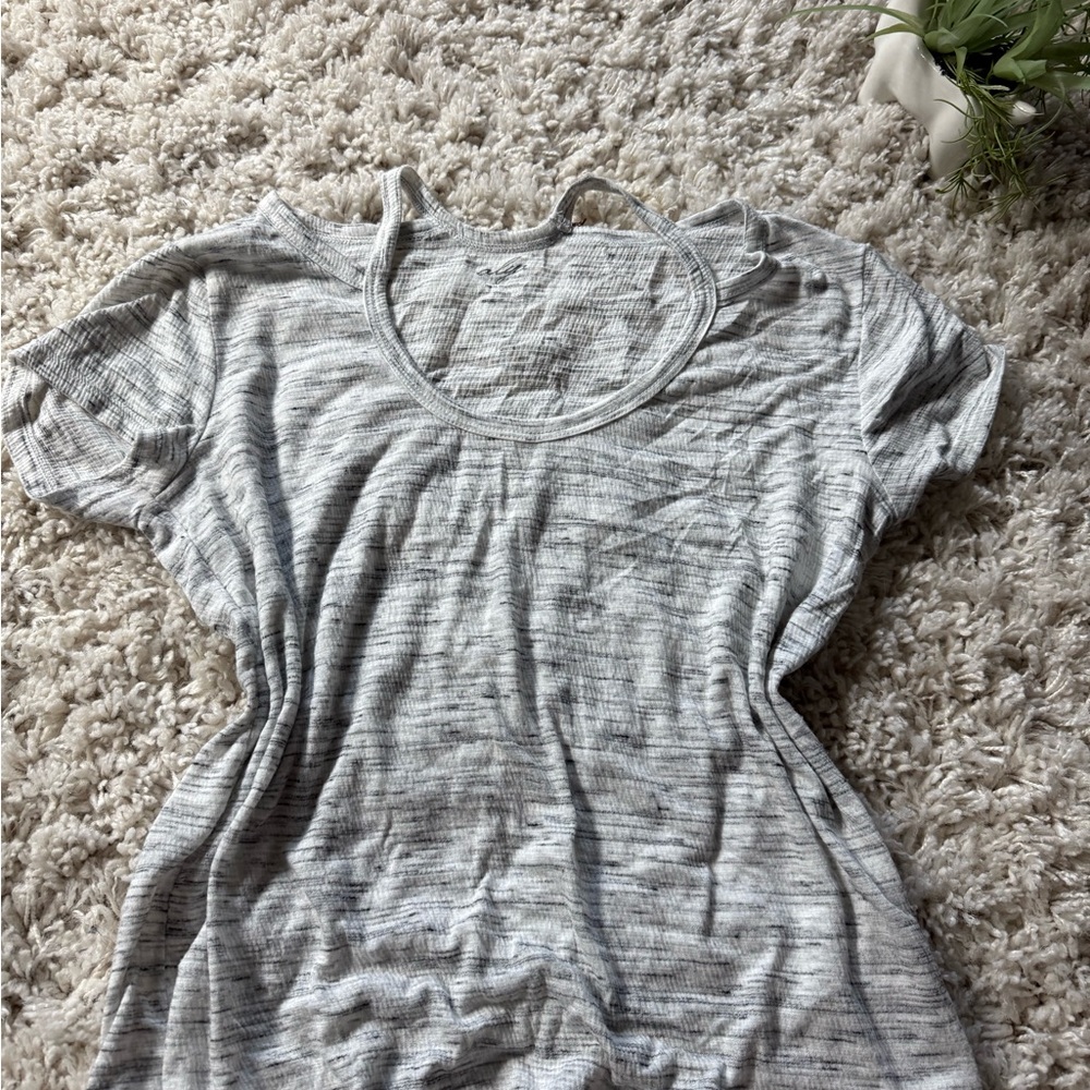 Gray Fitted Short Sleeve Tee alya breathable top